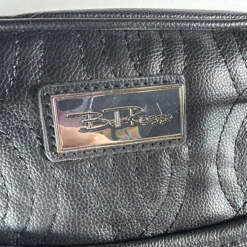 Bella Russo Large Handbag Tassel Black Quilted Shoulder Bag Vegan Leather Heart - Picture 3 of 12